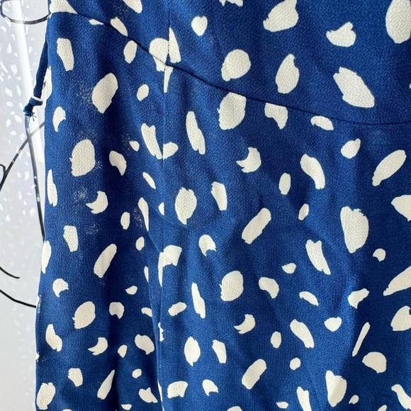 Reformation JULIETTE Midi Dress with Side Slit in Blue and White Pattern Print - Picture 9 of 15